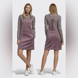 Adidas Originals Corduroy Pinafore Dress Mauve Purple Trefoil Overall Jumper